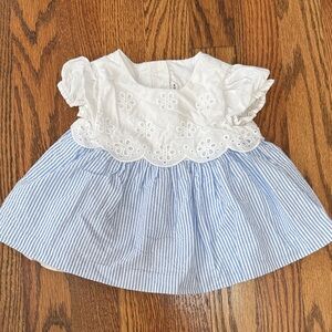 Janie and Jack Blue & White Seersucker Dress 6–12M